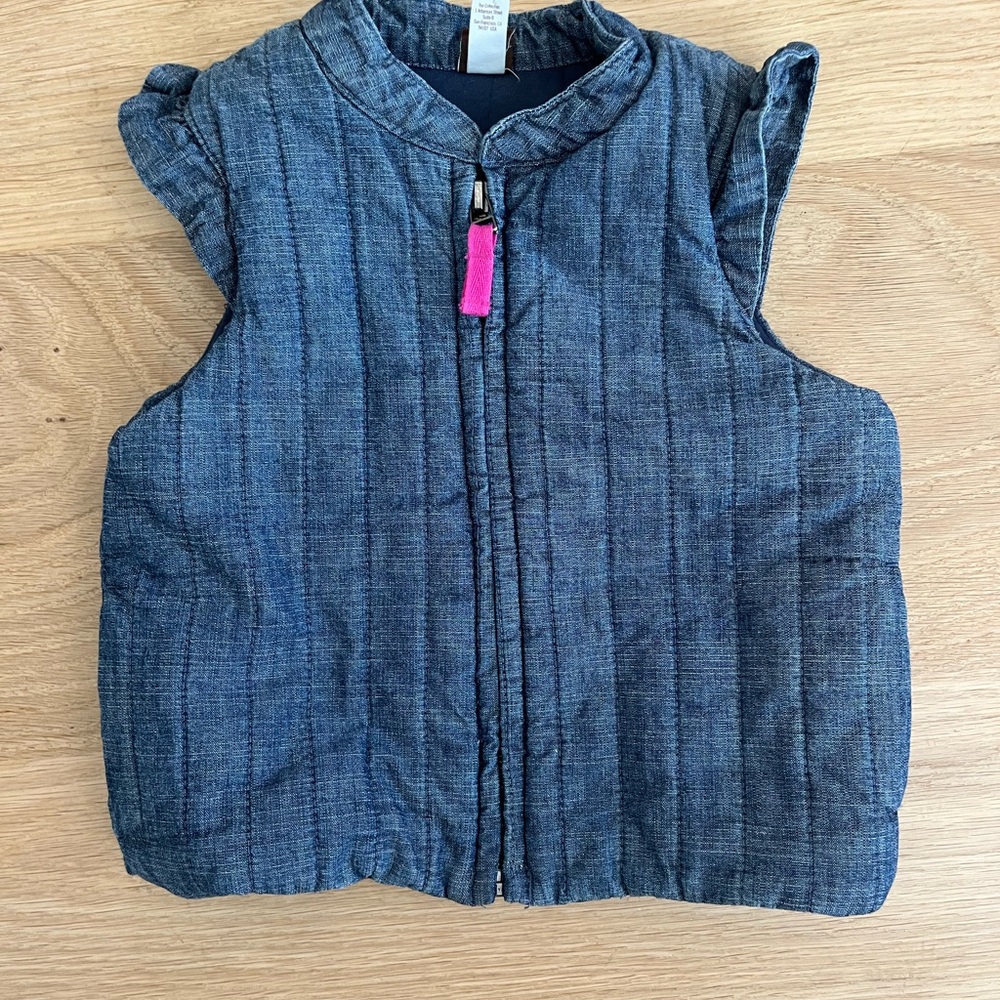Tea Collection Blue Quilted Vest with Pink Accent